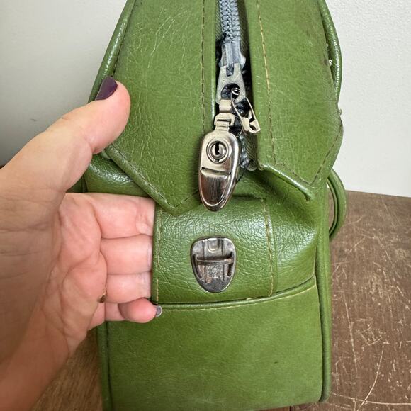 Vintage Samsonite Silhouette Denver, CO Green Zipper Carry-on Train Bag Handles - Picture 6 of 16